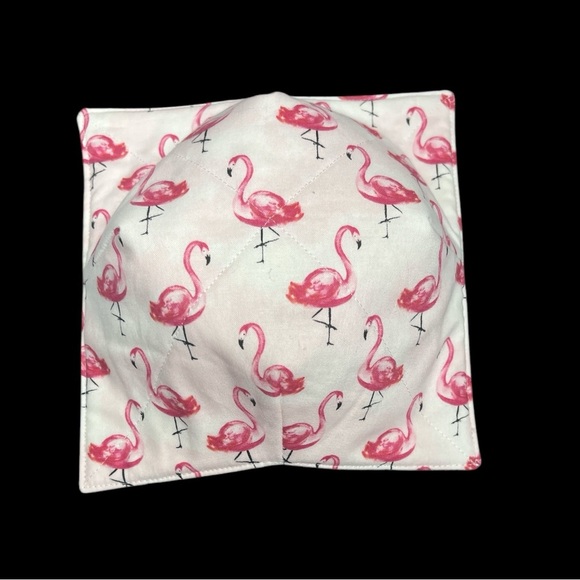 Hand Crafted Bowl Cozy Bowl Holder Microwavable  Cotton Pink Flamingo - Picture 8 of 13